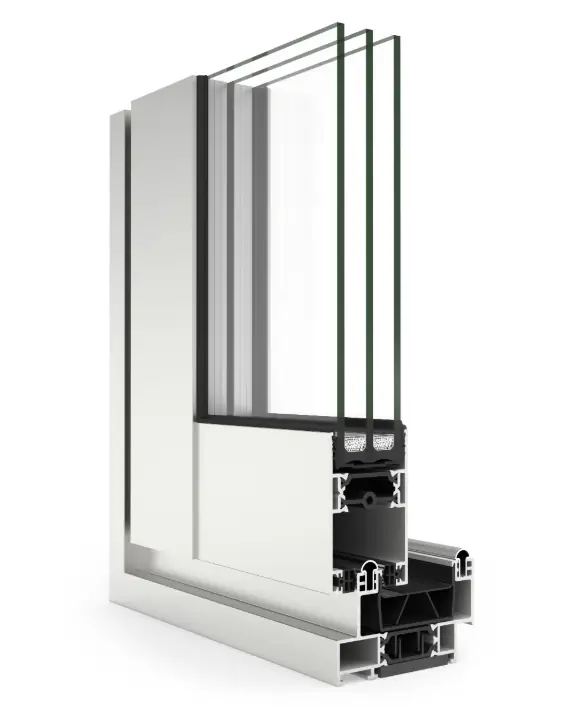 Coupe du système de baie coulissante aluminium 4900 HI.