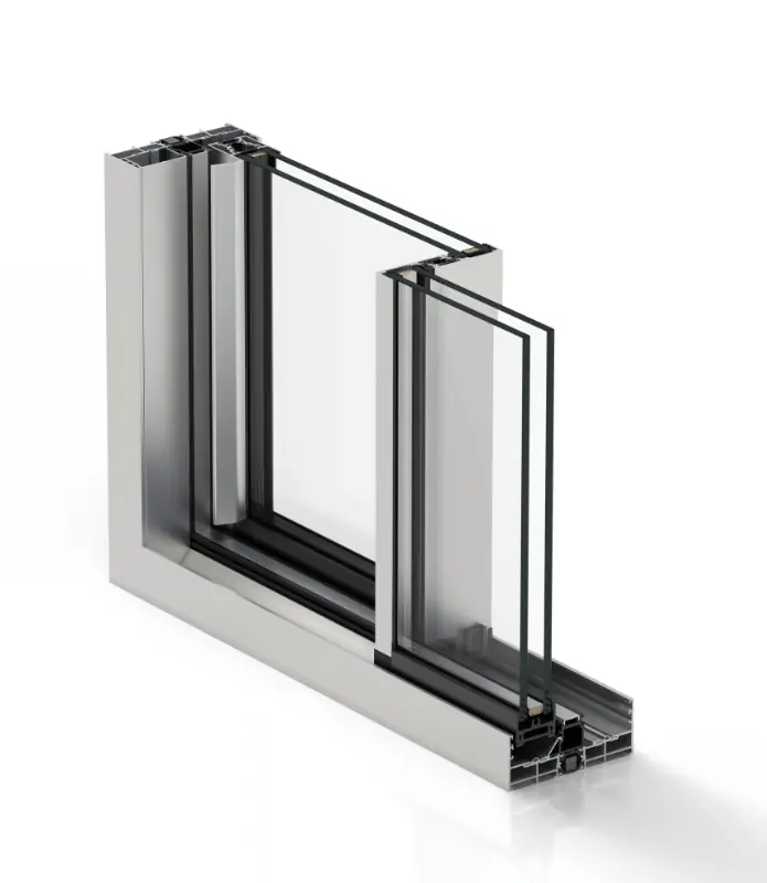 Coupe du système de baie coulissante aluminium COR VISION EVO.