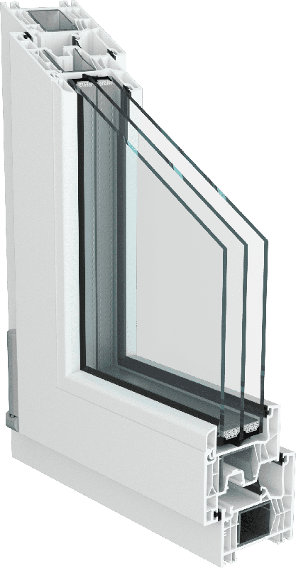 Coupe du profil PVC Evolution MD avec joint central.